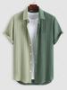 ZAFUL Chemise Bicolore en Blocs de Couleurs à Manches Courtes M Vert profond
