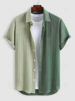 ZAFUL Chemise Bicolore en Blocs de Couleurs à Manches Courtes M Vert profond