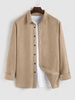 ZAFUL Chemise Boutonnée en Couleur Unie en Faux Daim M Café