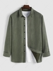 ZAFUL Chemise Boutonnée en Couleur Unie en Faux Daim Xl Vert