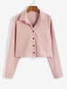 ZAFUL Chemise Boutonnée en Couleur Unie en Velours Côtelé S Rose clair