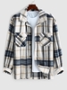 ZAFUL Chemise Boutonnée Motif à Carreaux à Manches Longues L Bleu profond