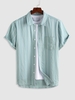 ZAFUL Chemise Boutonnée Motif de Rayure Verticale Xl Bleu clair