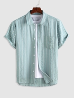 ZAFUL Chemise Boutonnée Motif de Rayure Verticale Xl Bleu clair