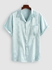 ZAFUL Chemise Boutonnée Motif en Satin en Jacquard M Vert clair