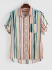 ZAFUL Chemise Boutonnée Motif Rayé Coloré M Blanc