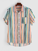 ZAFUL Chemise Boutonnée Motif Rayé Coloré Xl Blanc