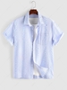 ZAFUL Chemise Boutonnée Rayée à Manches Courtes en Seersucker Xl Bleu clair