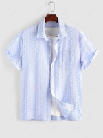 ZAFUL Chemise Boutonnée Rayée à Manches Courtes en Seersucker Xl Bleu clair