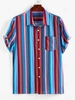 ZAFUL Chemise Boutonnée Rayée Colorée Arc-en-ciel à Manches Courtes Xxl