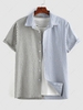 ZAFUL Chemise Boutonnée Rayée Contrastée Bicolore à Manches Courtes Xl Bleu clair