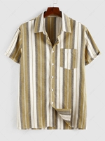 ZAFUL Chemise Boutonnée Rayée Contrastée Imprimée à Manches Courtes S Deep yellow