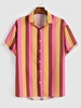 ZAFUL Chemise Boutonnée Rayée en Couleur à Manches Courtes S Multi a