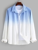 ZAFUL Chemise Boutonnée Teintée à Manches Longues L Bleu clair