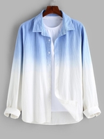 ZAFUL Chemise Boutonnée Teintée à Manches Longues L Bleu clair