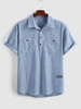 ZAFUL Chemise Cargo à Rayure Verticale avec Double Poches avec Demi-Bouton Xl Bleu profond