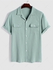 ZAFUL Chemise Cargo Boutonnée avec Poches à Col Camp en Seersucker M Vert clair