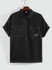 ZAFUL Chemise Cargo Cousue à Demi-Zip à Manches Courtes M Noir