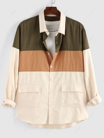 ZAFUL Chemise Contrastée Boutonnée avec Double Poches Xxl