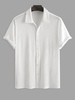ZAFUL Chemise Côtelée Texturée Simple à Manches Courtes L Blanc