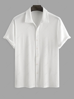 ZAFUL Chemise Côtelée Texturée Simple à Manches Courtes M Blanc