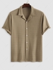 ZAFUL Chemise Côtelée Texturée Simple Manches Courtes à Col Revers Xl Café lumière