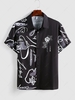 ZAFUL Chemise Décontractée à Imprimé Rose Graffitis S Noir