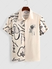 ZAFUL Chemise Décontractée à Imprimé Rose Graffitis Xl Café lumière