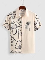 ZAFUL Chemise Décontractée à Imprimé Rose Graffitis Xl Café lumière