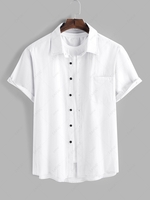 ZAFUL Chemise Décontractée Boutonnée en Couleur Unie L Blanc