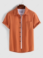 ZAFUL Chemise Décontractée Boutonnée en Couleur Unie L Café