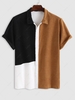 ZAFUL Chemise Décontractée en Blocs de Couleurs Côtelé à Manches Courtes en Velours Côtelé Xl Café