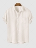 ZAFUL Chemise Décontractée en Couleur Unie en Velours Côtelé à Manches Courtes L Blanc