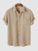 ZAFUL Chemise Décontractée en Couleur Unie en Velours Côtelé à Manches Courtes L Café lumière