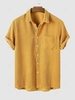 ZAFUL Chemise Décontractée en Couleur Unie en Velours Côtelé à Manches Courtes L Deep yellow