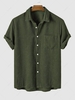 ZAFUL Chemise Décontractée en Couleur Unie en Velours Côtelé à Manches Courtes L Vert profond