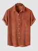 ZAFUL Chemise Décontractée en Couleur Unie en Velours Côtelé à Manches Courtes Xxl Café profond