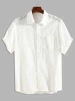 ZAFUL Chemise Décontractée en Jacquard à Manches Courtes L Blanc