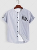 ZAFUL Chemise Décontractée Lettre et Rayure à Manches Courtes Xl Bleu profond