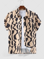 ZAFUL Chemise Décontractée Motif Géométrique S Café lumière