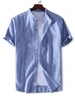 ZAFUL Chemise Décontractée Rayée à Col Debout S Bleu