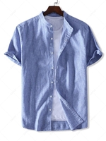 ZAFUL Chemise Décontractée Rayée à Col Debout S Bleu