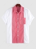 ZAFUL Chemise Décontractée Rayée Jointive avec Poche en Avant Design S Blanc