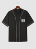 ZAFUL Chemise de Base-ball à Imprimé Chiffre Réfléchissant Lumineux à Bretelle Streetwear L Noir