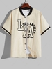 ZAFUL Chemise de Base-ball à Imprimé Lettre LOS ANGELES en Blocs de Couleurs M Café lumière