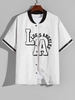 ZAFUL Chemise de Base-ball à Imprimé Lettre LOS ANGELES en Blocs de Couleurs Xl Blanc