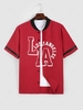 ZAFUL Chemise de Base-ball à Imprimé Lettre LOS ANGELES en Blocs de Couleurs Xxl Rouge