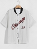 ZAFUL Chemise de Base-ball à Manches Courtes et Lettre Chicago L Multi a