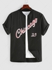 ZAFUL Chemise de Base-ball à Manches Courtes et Lettre Chicago M Noir