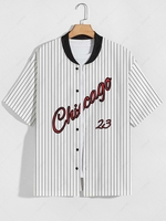 ZAFUL Chemise de Base-ball à Manches Courtes et Lettre Chicago Xl Multi a
